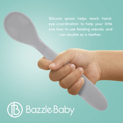 Bazzle Baby Anchor Silicone Bowl and Spoon Set - Blue