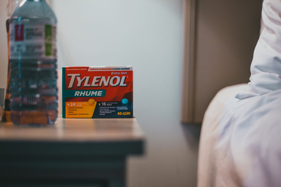 tylenol box next to nightstand