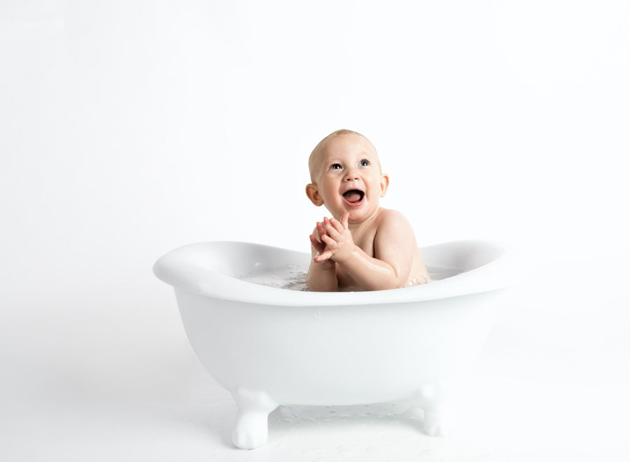  a baby in a bathtub