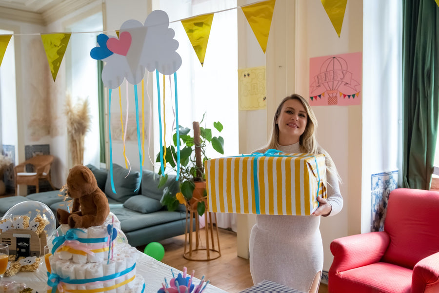 woman preparing for baby shower