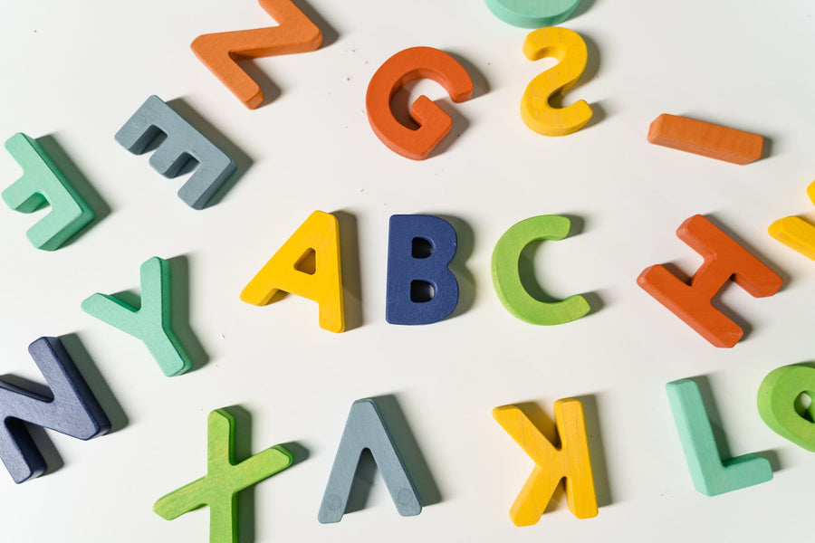 colored letters that spell out ABC