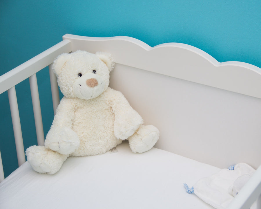 Bear in crib