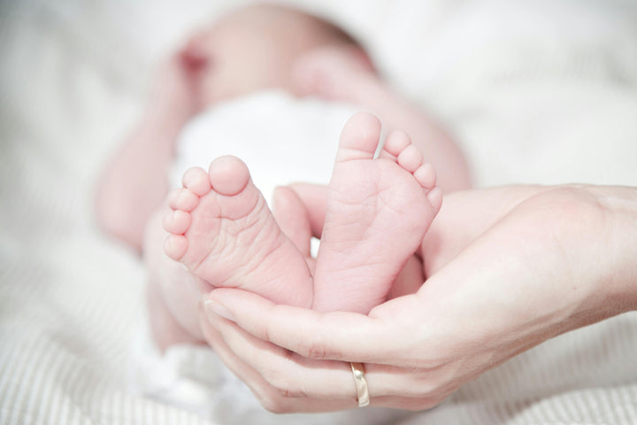 hand holding baby’s feet