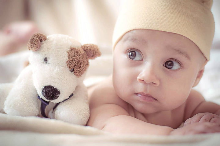 baby with stuff animal