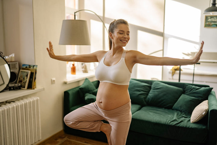a pregnant woman exercising
