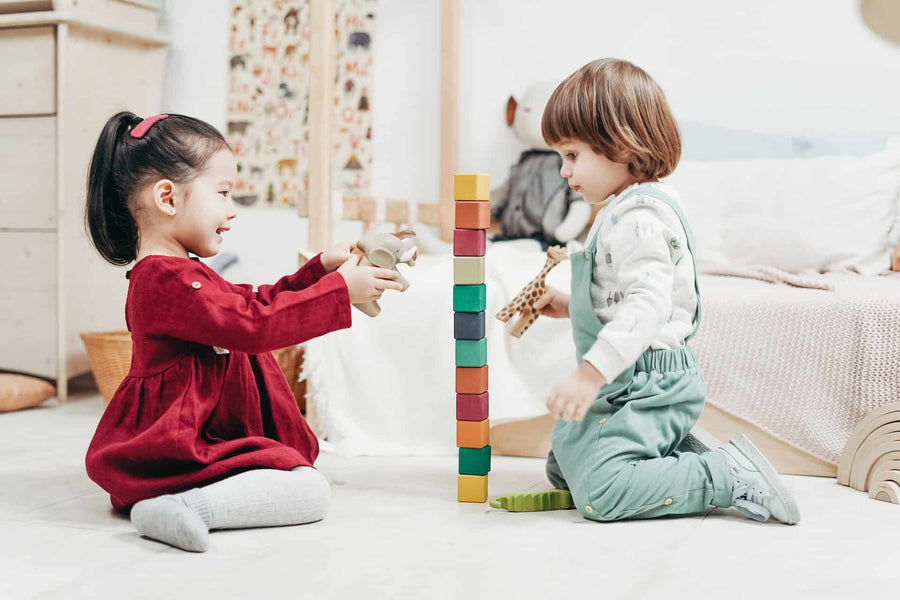toddlers stacking sensory toy blocks
